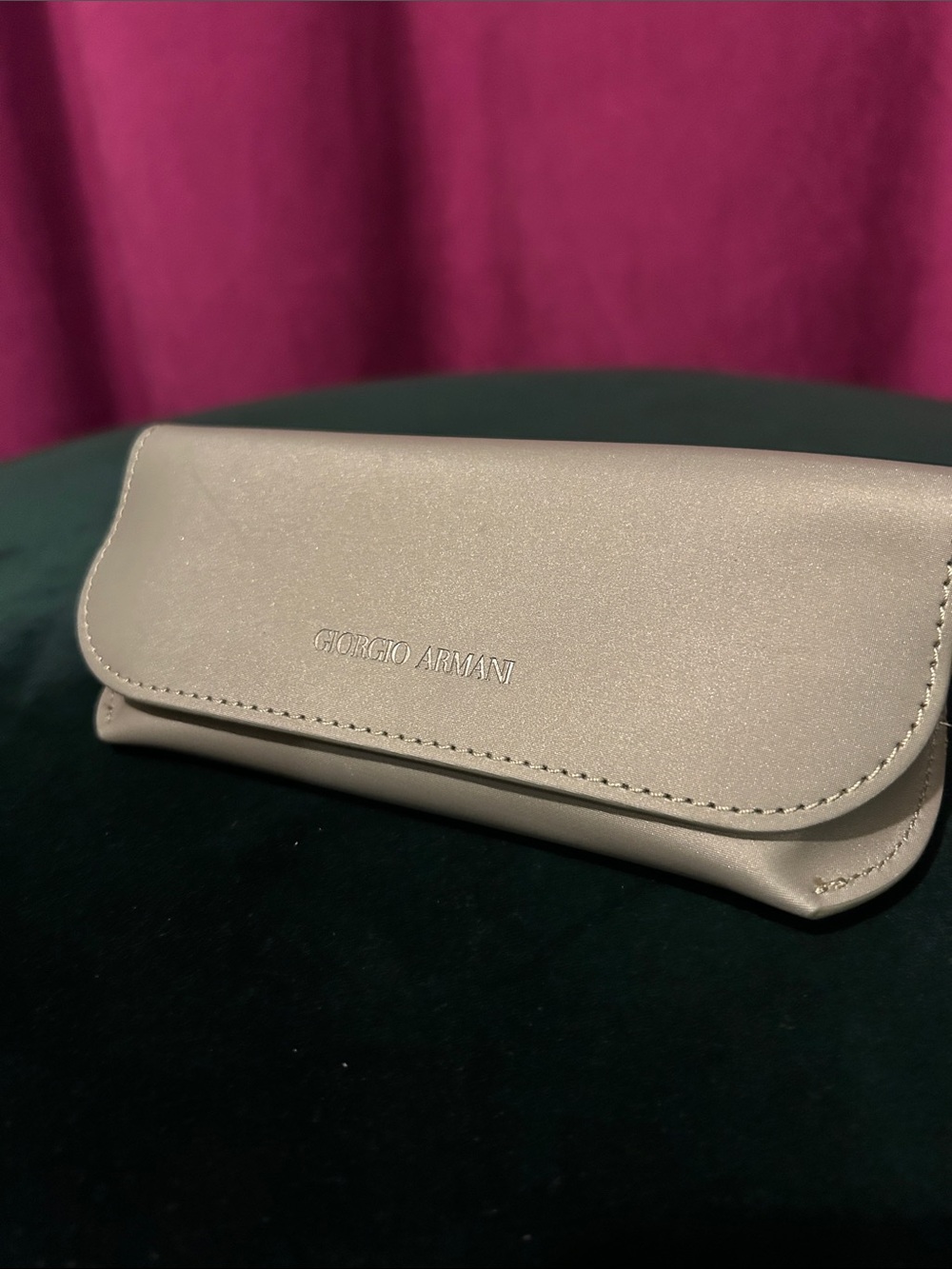 Giorgio Armani Beige Leather Eyewear Case